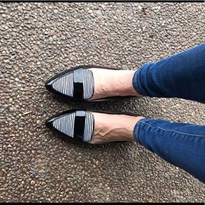 Black Feather Loafer Flats Size 10 by The Limited